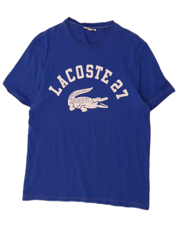 Lacoste Mens Regular Fit Graphic T-Shirt Top Taille 5 Grand Bleu Coton