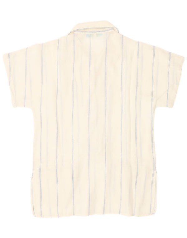 Camicia pullover a maniche corte da donna Cacharel UK 12 gessato bianco medio