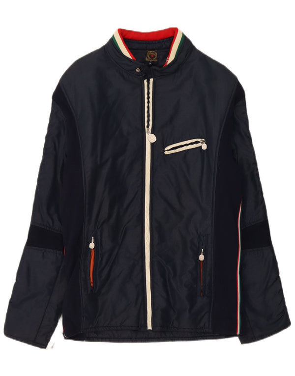 MCROSS Mens Racer Jacket UK 38 Medium Navy Blue Colourblock