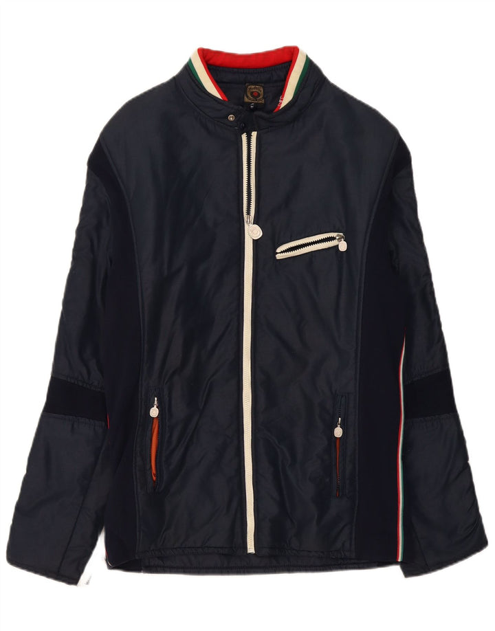 MCROSS Mens Racer Jacket UK 38 Medium Navy Blue Colourblock