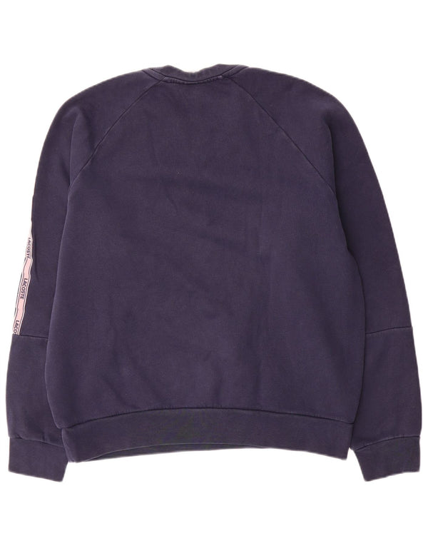 Lacoste Herre Grafisk Sweatshirt Jumper Størrelse 4 Medium Navy Blue Colourblock