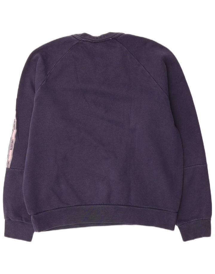 Lacoste Herre Grafisk Sweatshirt Jumper Størrelse 4 Medium Navy Blue Colourblock