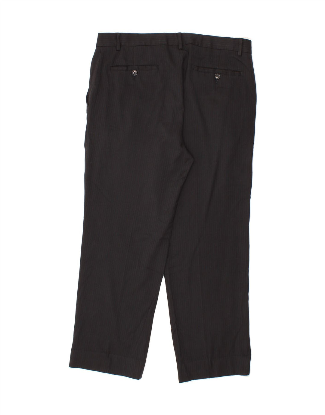 BENETTON Mens Straight Suit Trousers W34 L27 Black Striped Polyester Vintage Benetton and Second-Hand Benetton from Messina Hembry 