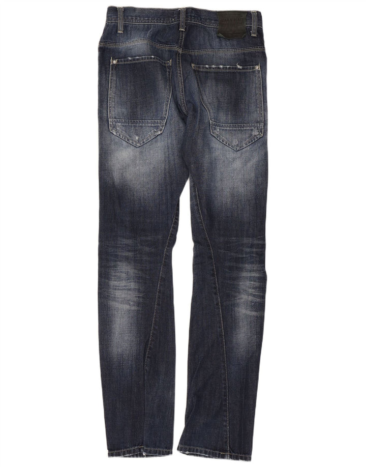 ZARA Mens Distressed Slim Jeans EU 38 Small W30 L33 Navy Blue