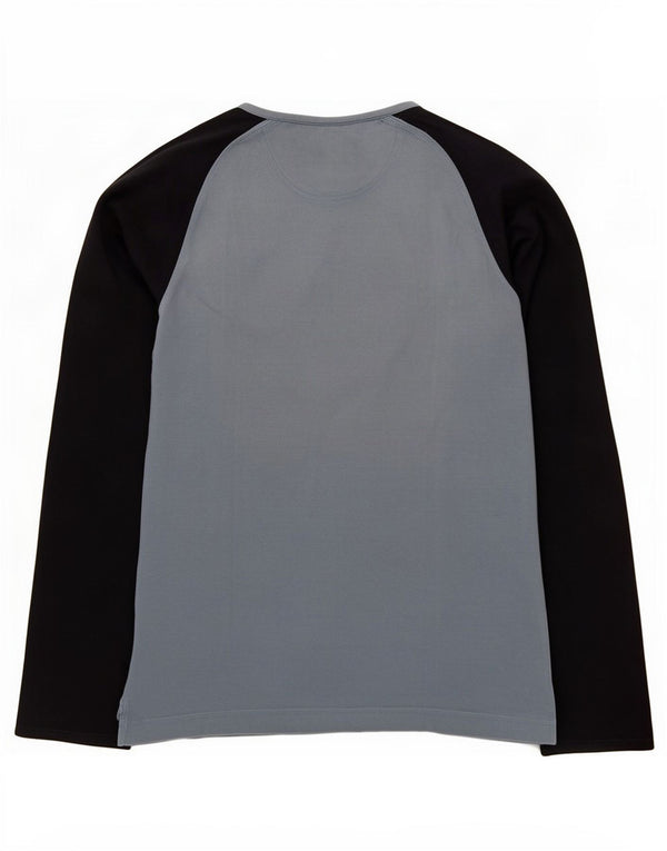 Nike Top da uomo a maniche lunghe UK 36/38 Small Blu Colourblock in cotone