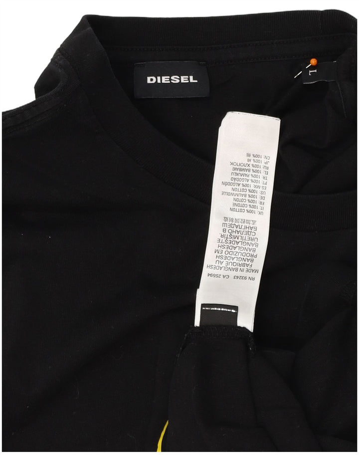 DIESEL Mens Graphic T-Shirt Top Large Black Cotton