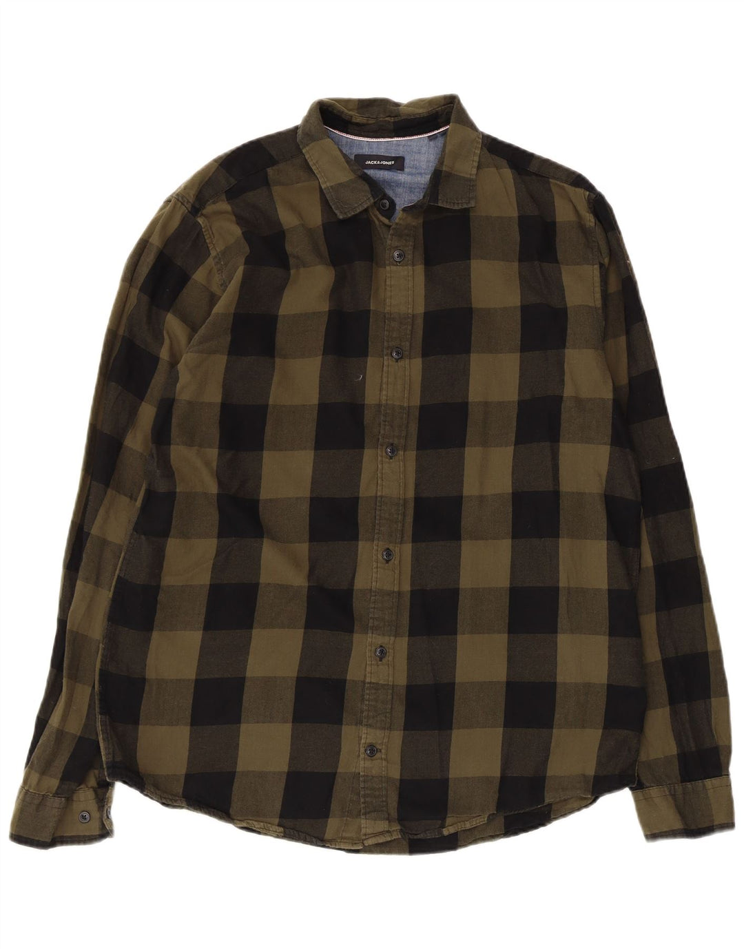 Jack & Jones Mens Flannel Shirt XL Khaki Check Cotton