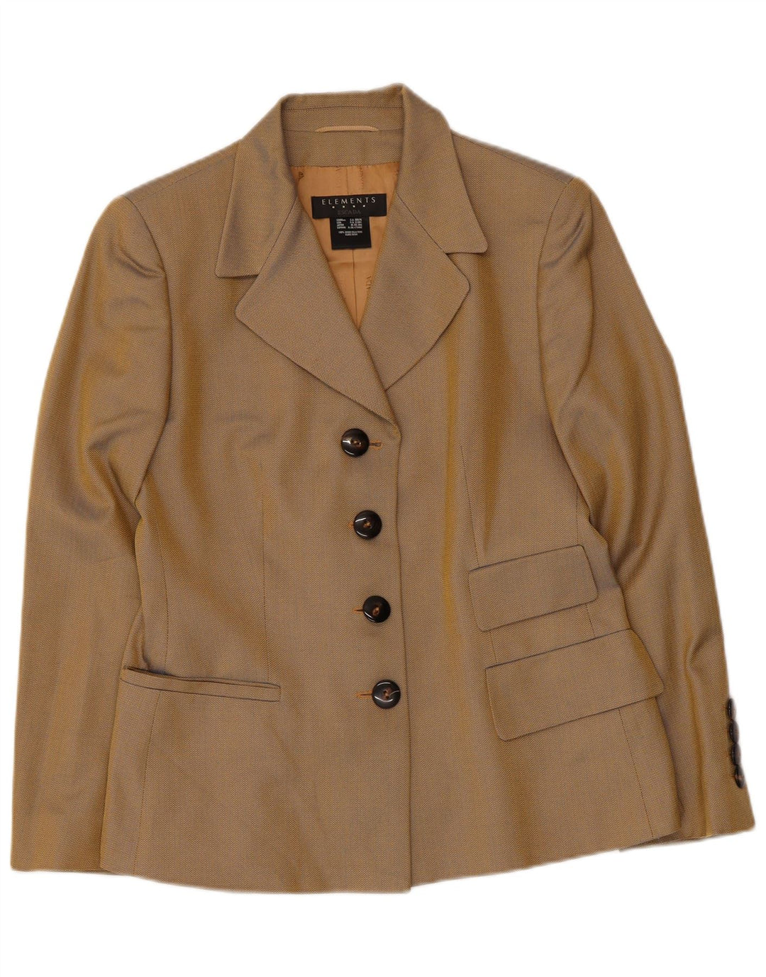 Escada Womens Elements Blazer Jacket UK 12 Medium Beige Herringbone