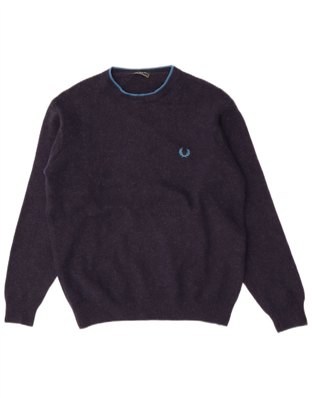 Fred Perry Boys Crew Neck Jumper Sweater 13-14 Years Navy Blue Wool