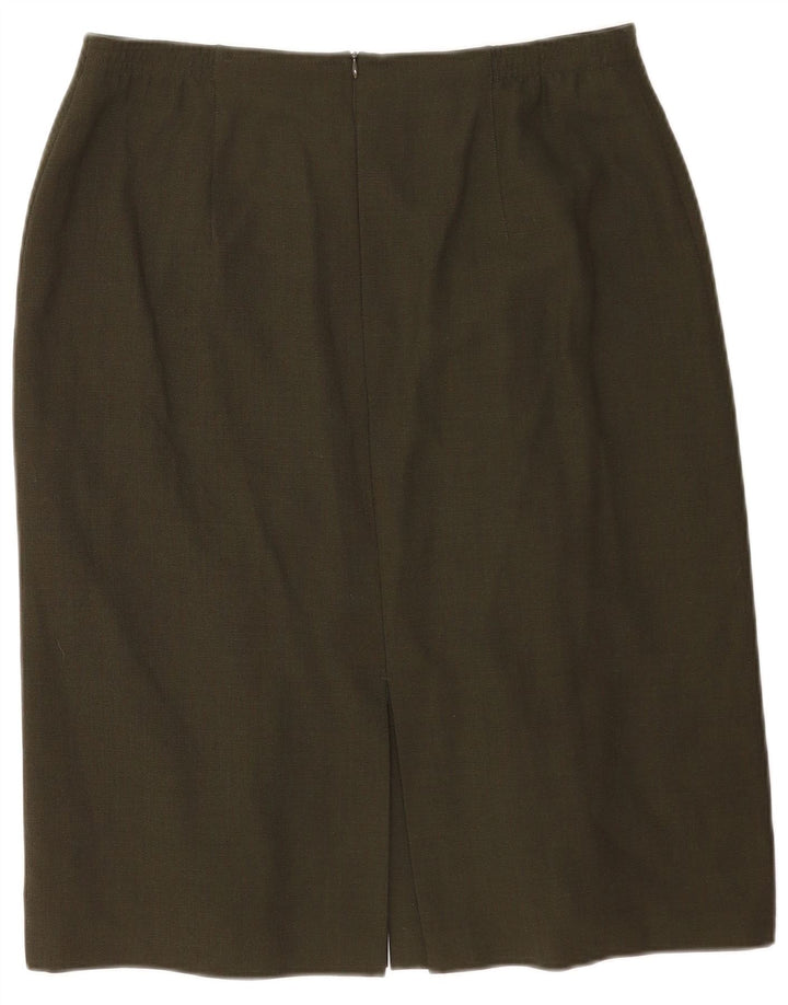 ARA Womens Straight Skirt UK 18 XL W34 Khaki Polyester