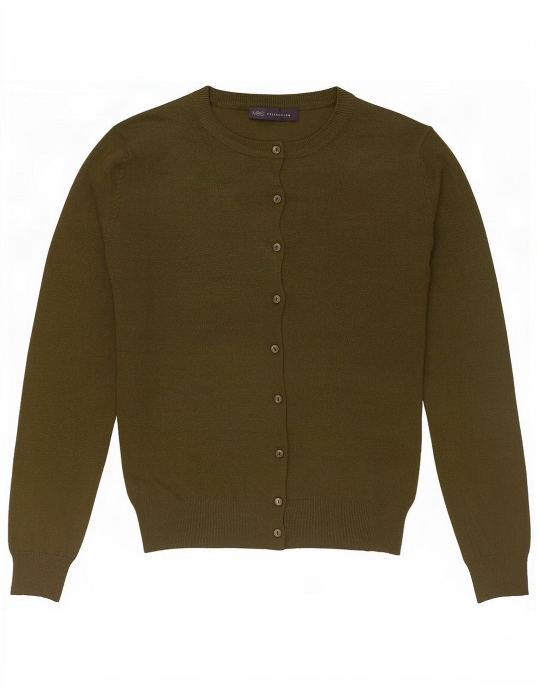 Suéter cardigã feminino Marks & Spencer UK 12 viscose cáqui médio