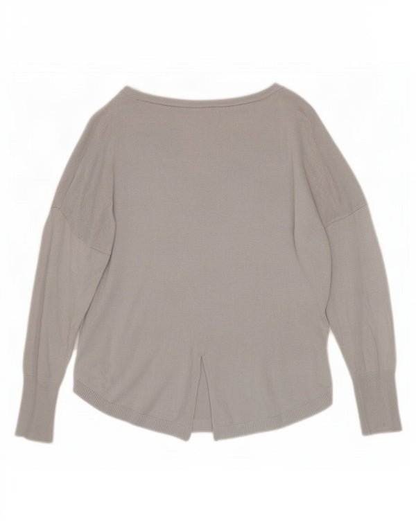Maglione maglione con scollo a barca da donna Oasis UK 10 piccolo in viscosa grigia