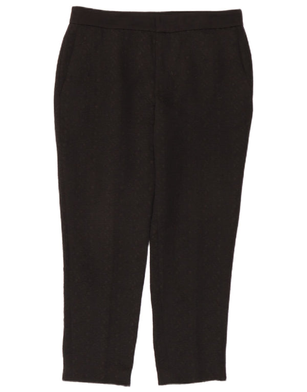 Zara Womens Slim Cropped Trousers Medium W28 L25 Black Spotted Polyester