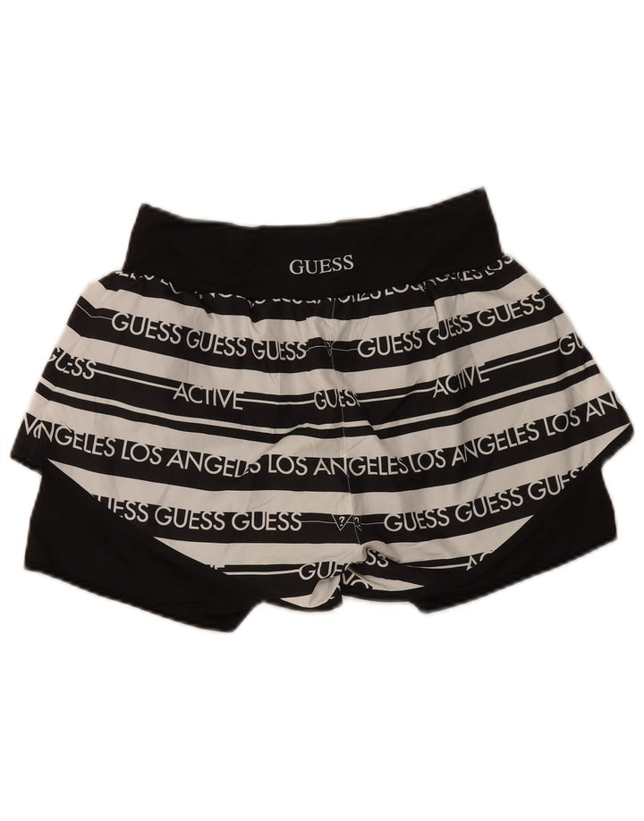 Guess Womens Graphic Sport Shorts UK 12 Medium Black Striped Polyester
