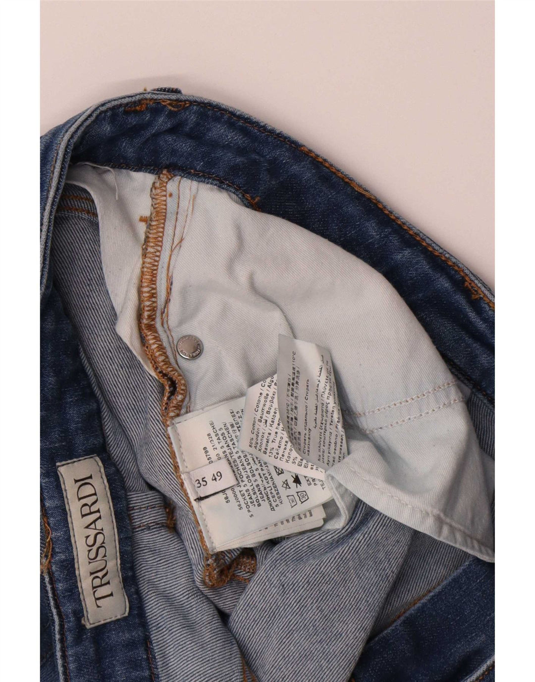 Trussardi Womens Straight Jeans W35 L26 Blue Cotton