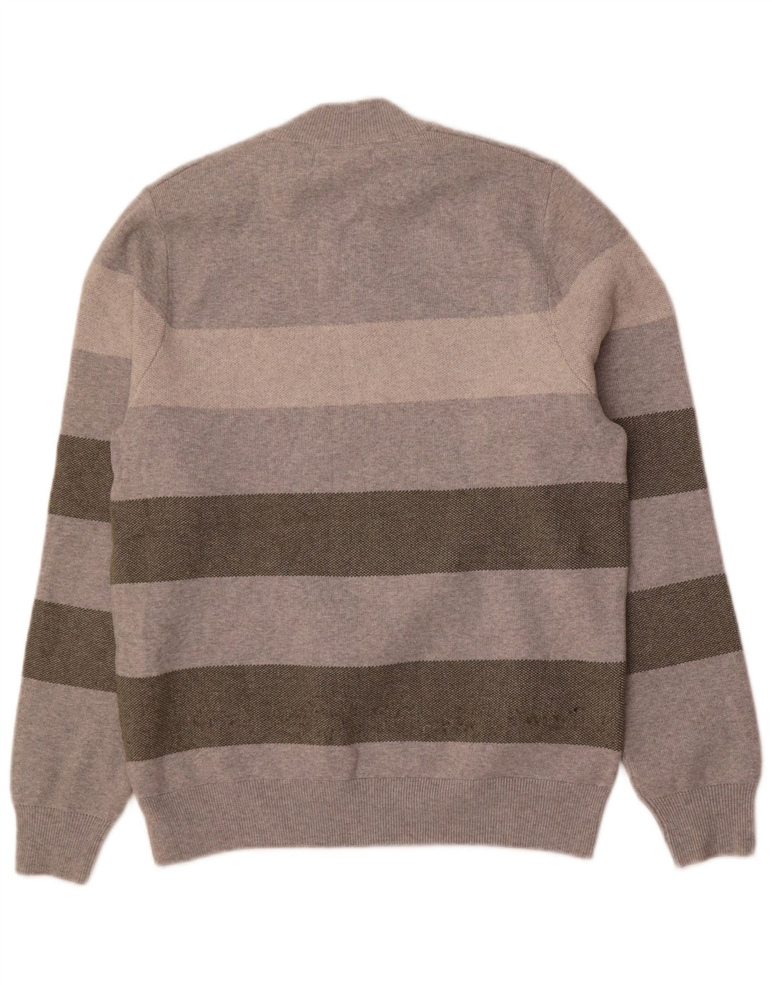 Marks & Spencer Herren-Pullover mit Rundhalsausschnitt, mittelgrau, gestreift, Polyester