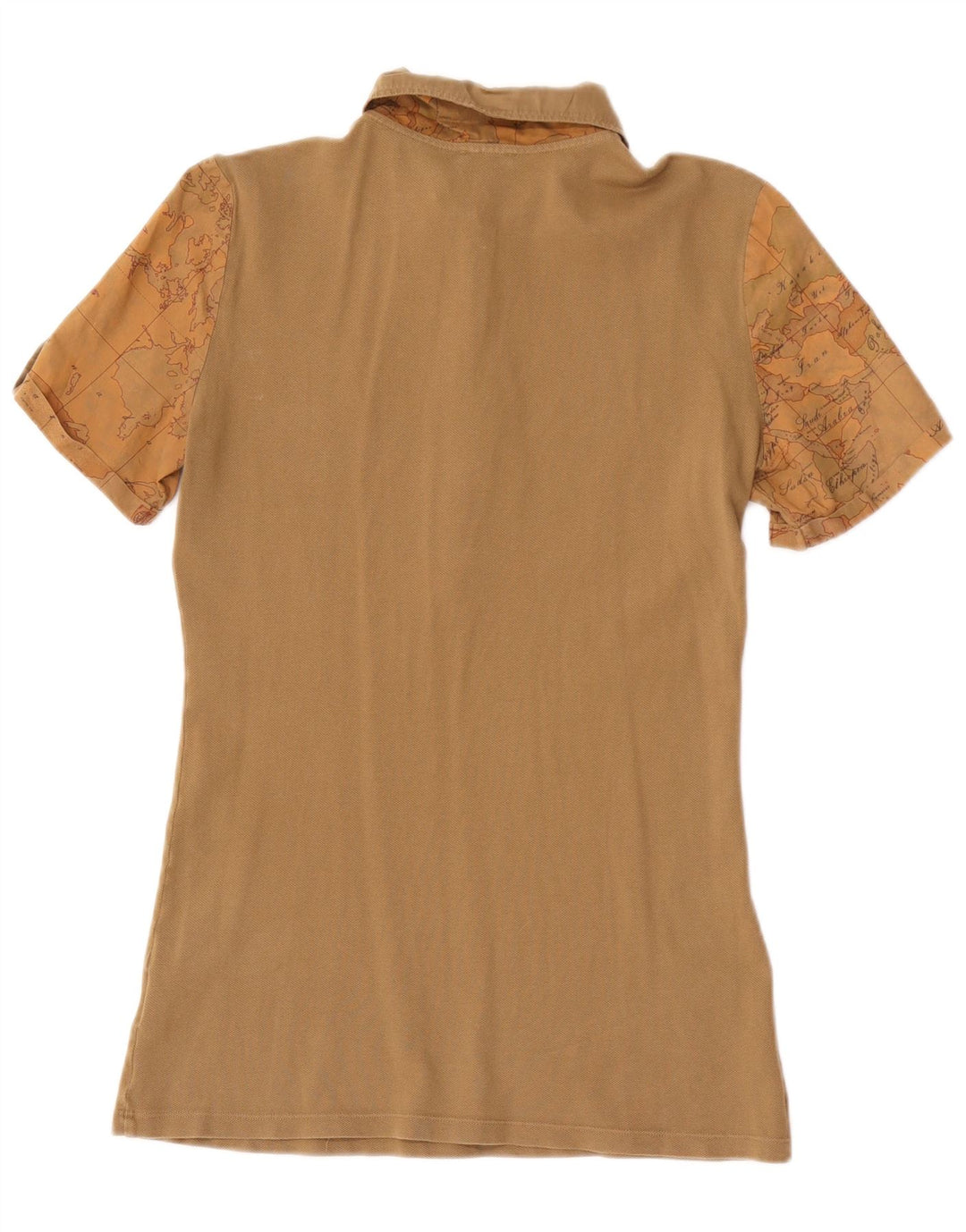 ALVIERO MARTINI Womens Polo Shirt IT 42 Medium Khaki Check Cotton