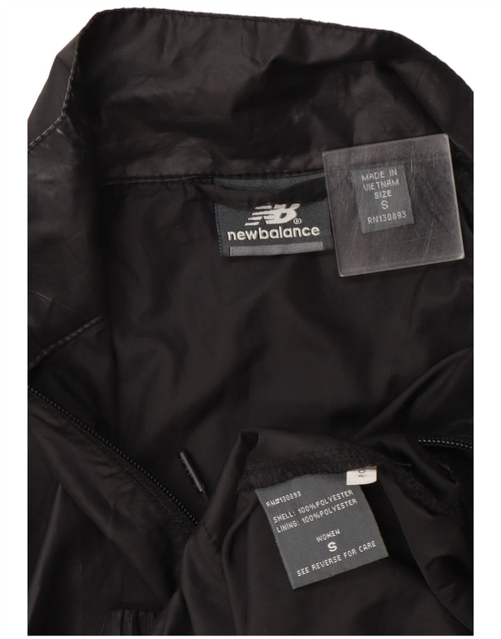 New Balance Womens Graphic Tracksuit Top Jacket UK 8 Small Black Polyester