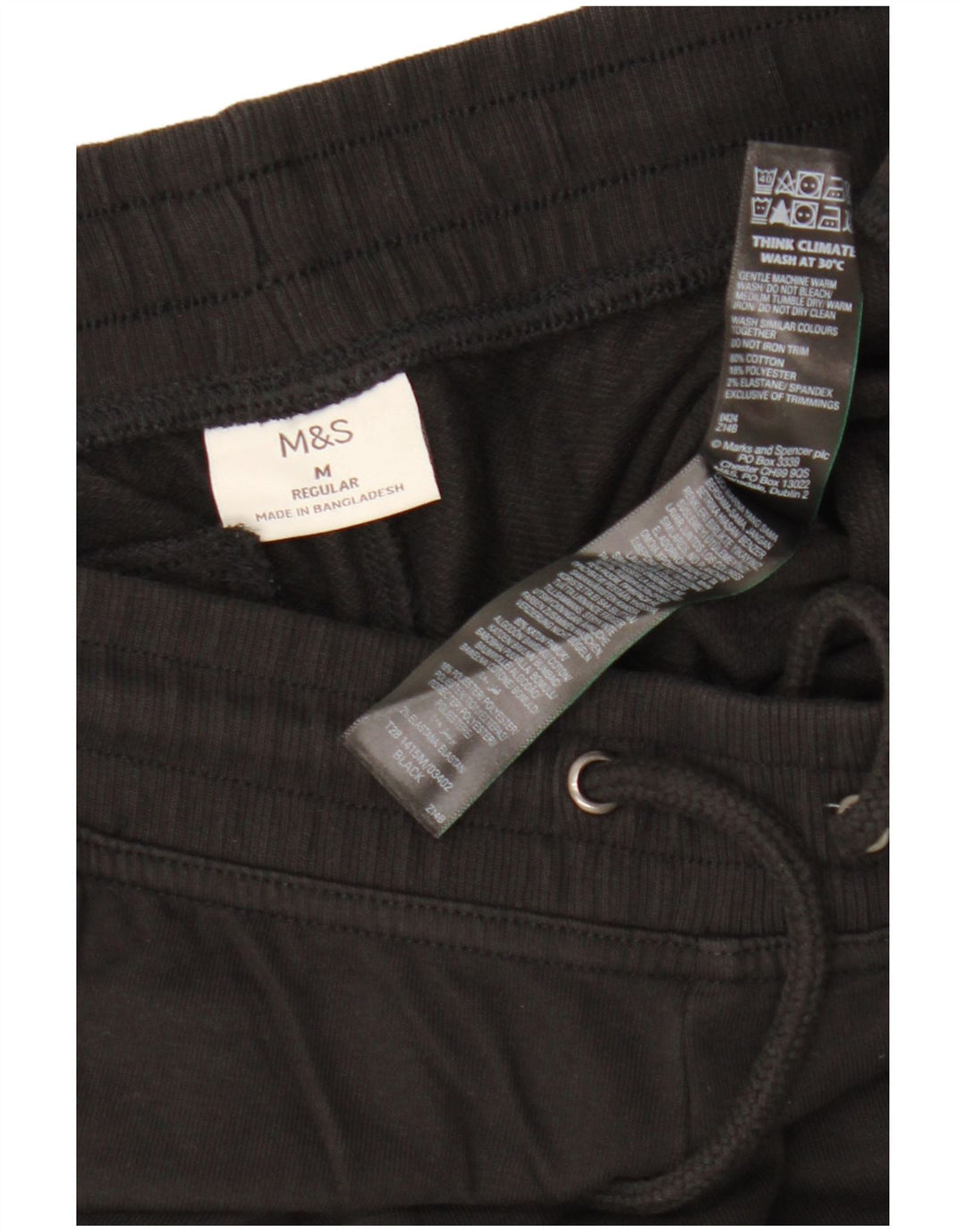 Marks & Spencer Mens Tracksuit Trousers Medium  Black Cotton