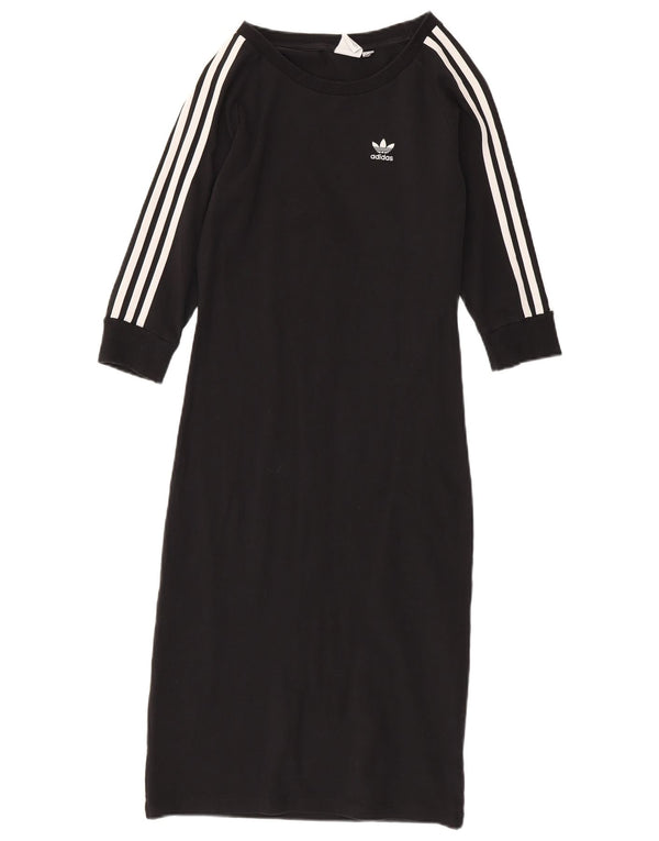 Adidas Robe t-shirt à manches 3/4 pour femme UK 12 en coton noir moyen