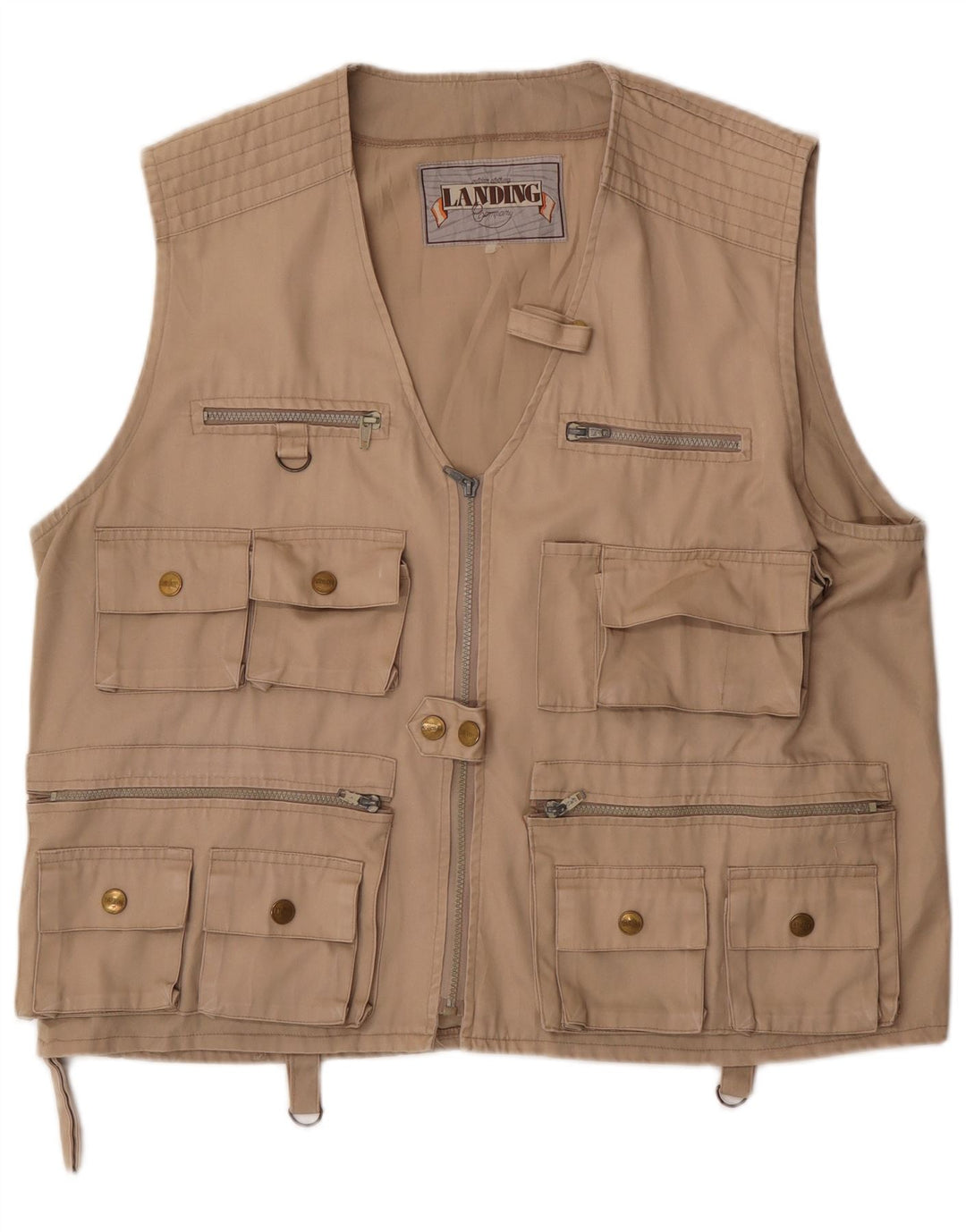 Vintage Mens Utility Gilet UK 42 XL Beige