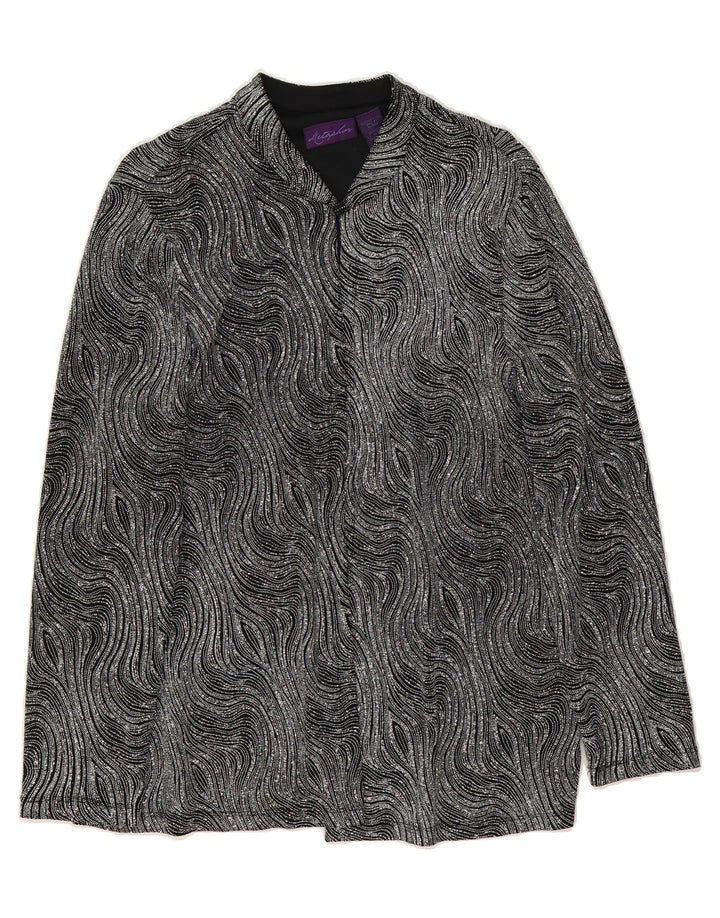 METAPHOR Womens Abstract Pattern Cardigan Top UK 18 XL Black Nylon Vintage Metaphor and Second-Hand Metaphor from Messina Hembry 