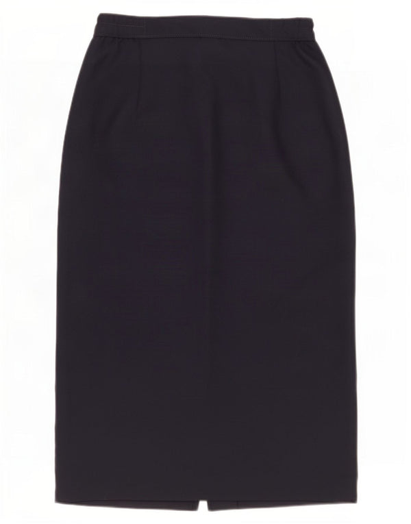 jupe crayon femme vintage UK 12 Moyen W28 Polyester Bleu Marine