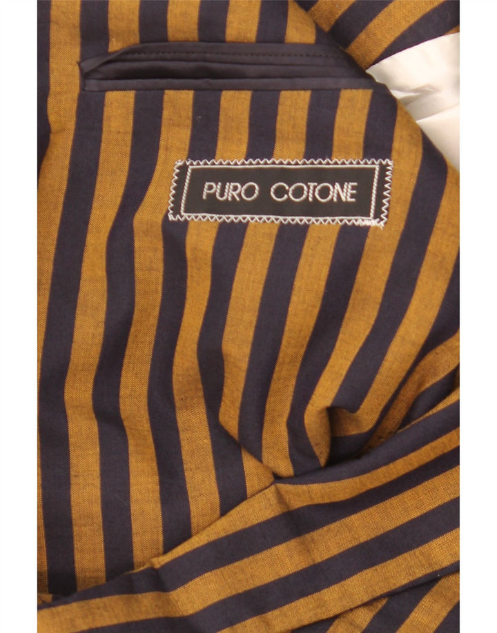 Mabro Mens 2 Button Blazer Jacket UK 38 Medium Brown Pinstripe Cotton