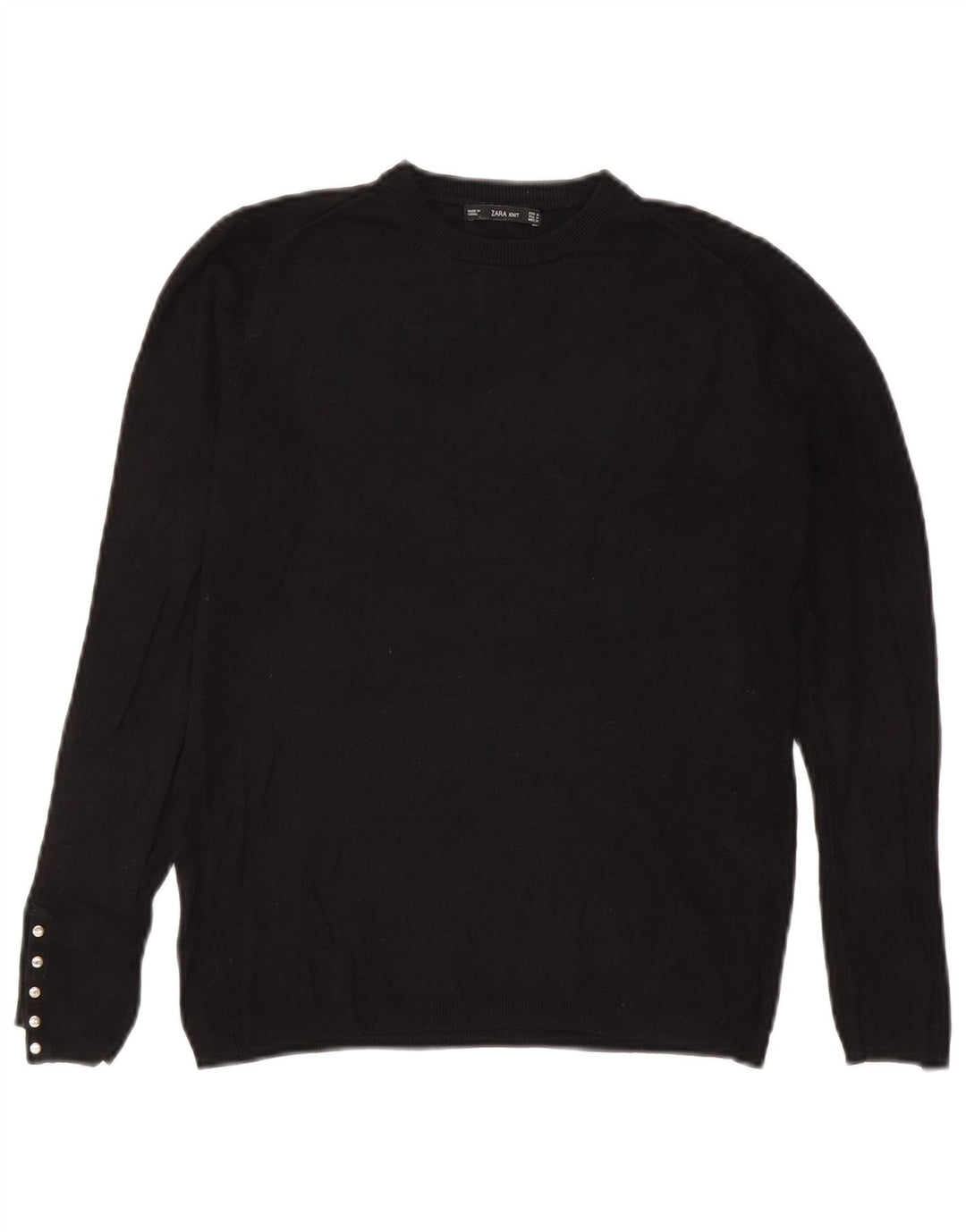 Maglione maglione girocollo da donna Zara UK 12 medio nero
