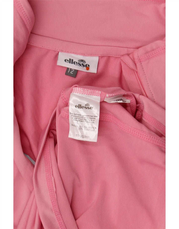Ellesse Womens Zip Neck Top Long Sleeve UK 12 Medium Pink Polyester