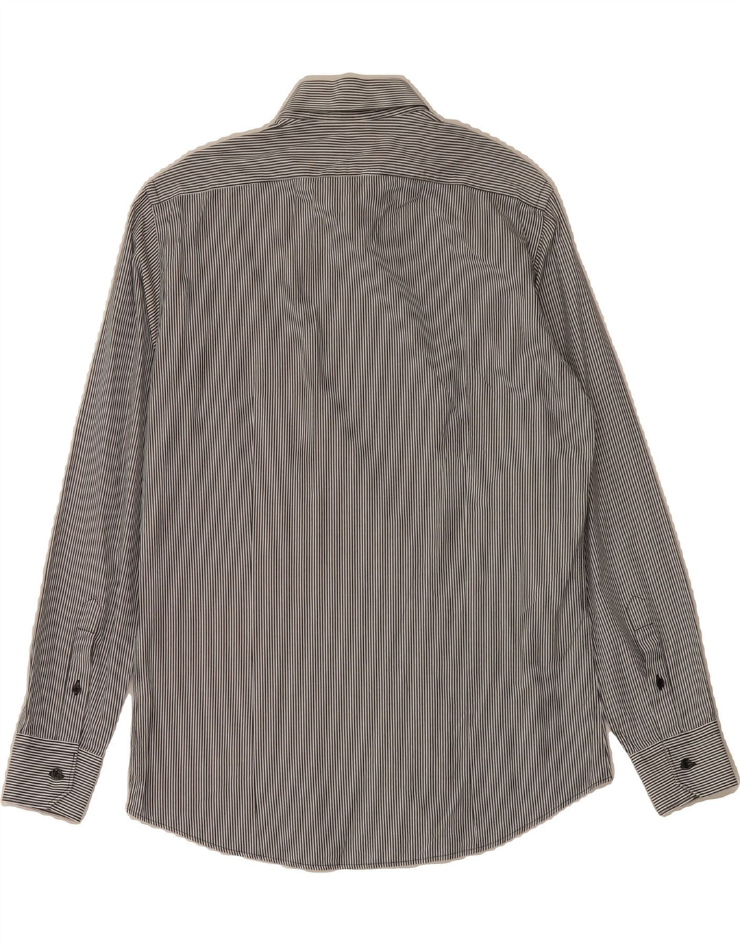 TRUSSARDI Mens Shirt Medium Navy Blue Pinstripe Cotton Vintage Trussardi and Second-Hand Trussardi from Messina Hembry 