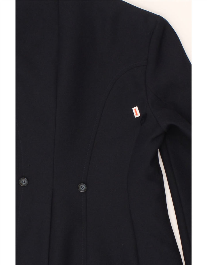 VINTAGE Womens 3 Button Blazer Jacket UK 12 Medium Navy Blue Vintage Vintage and Second-Hand Vintage from Messina Hembry 