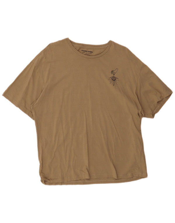 Jack & Jones T-Shirt Graphique Homme Large Beige Coton