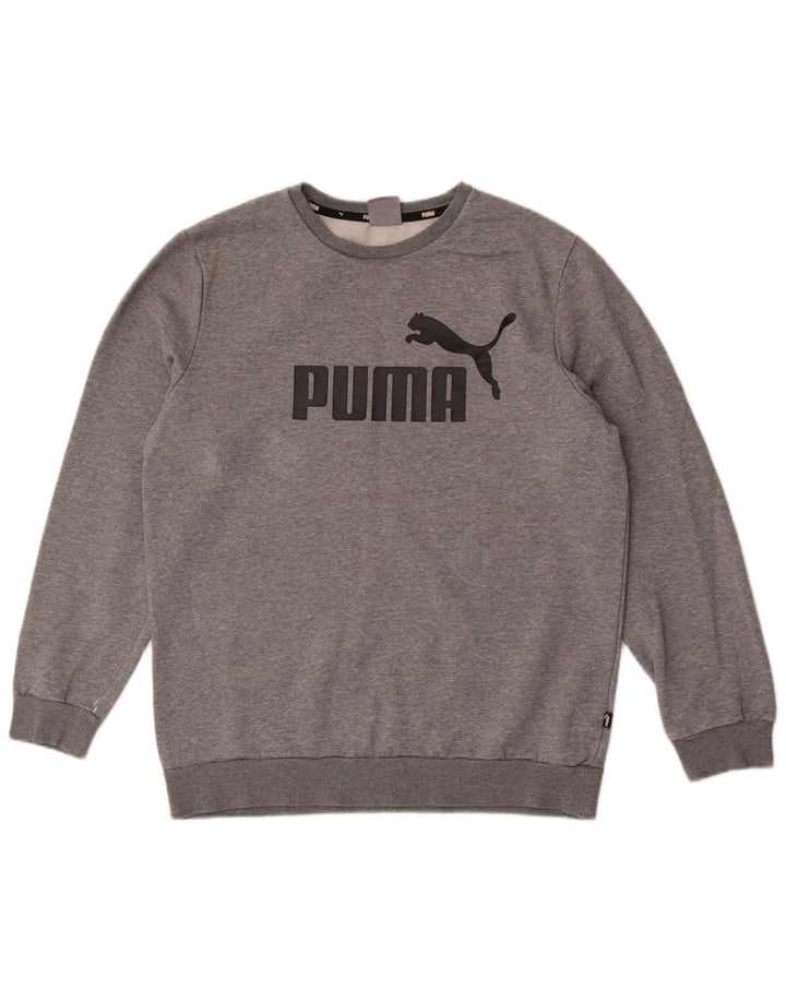 Felpa grafica da uomo Puma in cotone grigio medio