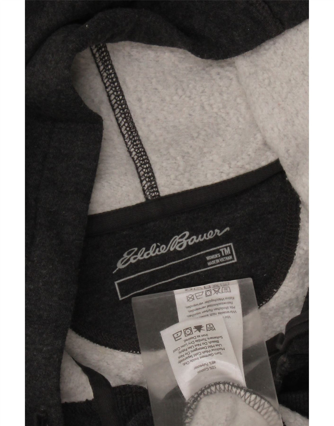 EDDIE BAUER Womens Button Neck Hoodie Jumper UK 14 Medium Grey Cotton