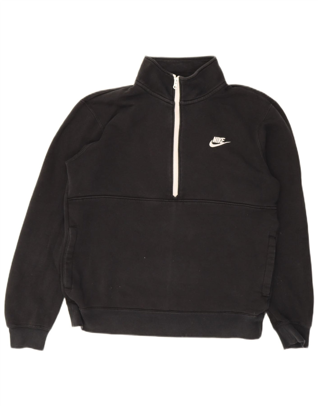 Nike Mens Zip Neck Sweatshirt Jumper Medium Black Cotton