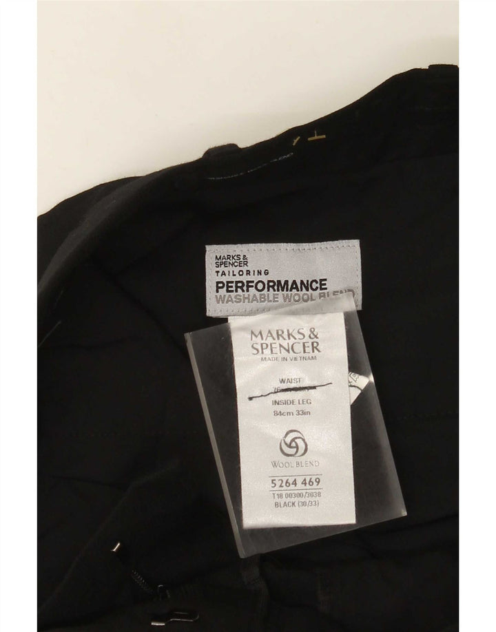 Pantaloni da abito dritti da uomo Marks & Spencer W30 L33 poliestere nero