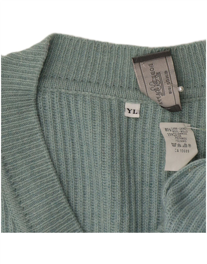 Kappa Mens V-Neck Jumper Sweater Large Blue Wool