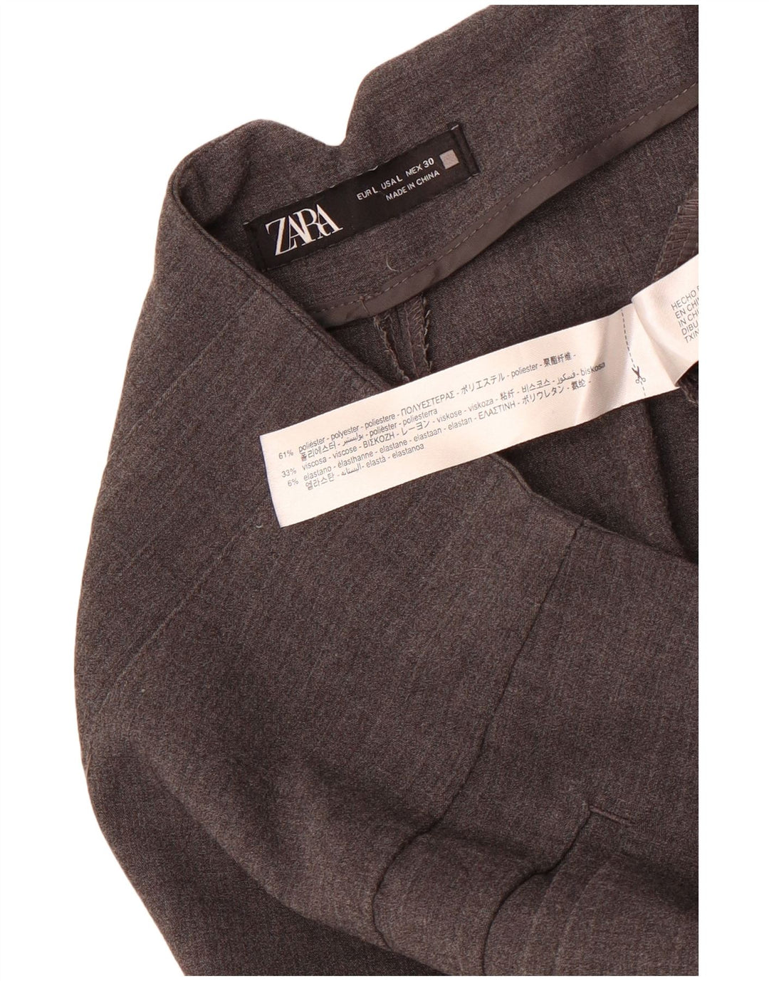 Zara Womens Tapered Chino Trousers Large W30 L26 Grey Polyester