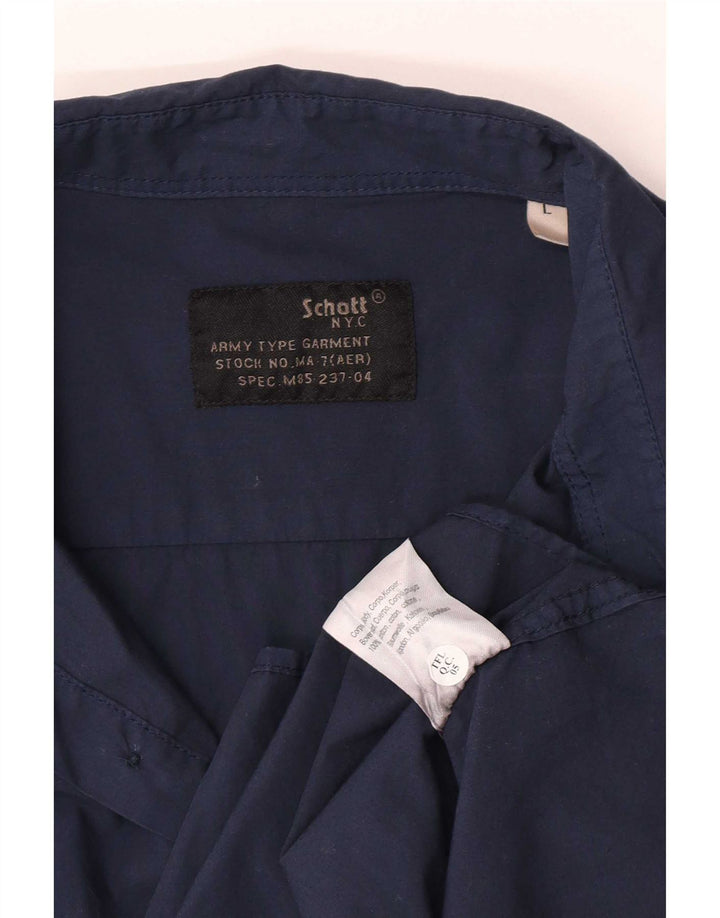 Schott Chemise Homme Large Bleu Marine Coton