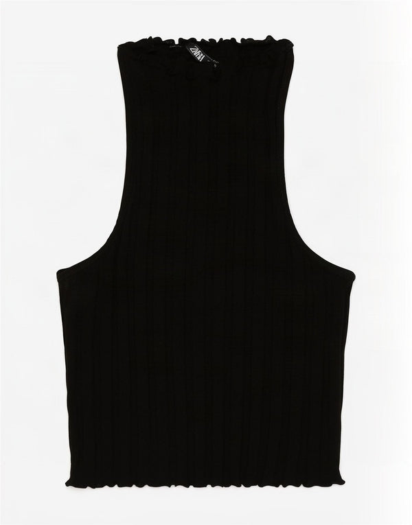 Zara Damen Weste Top UK 8 Small Schwarz