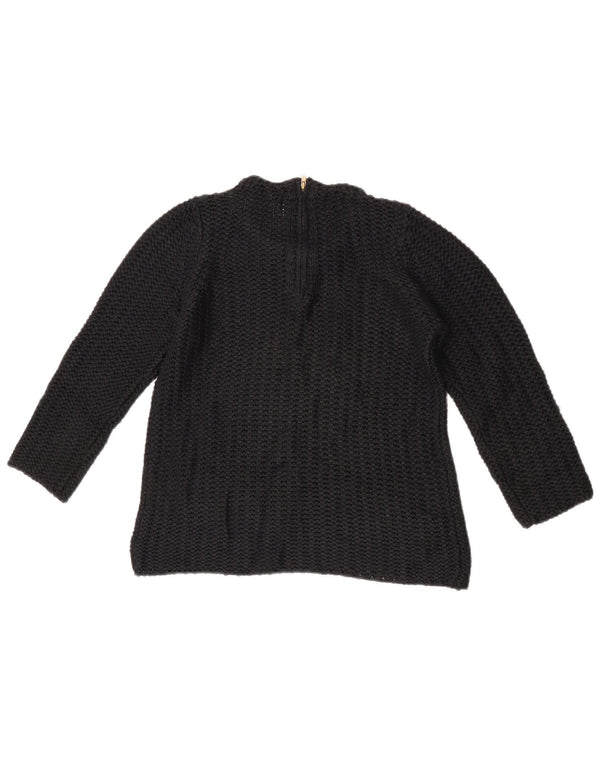 Zara Womens 3/4 Sleeve Boat Neck Jumper Sweater UK 10 Small Black
