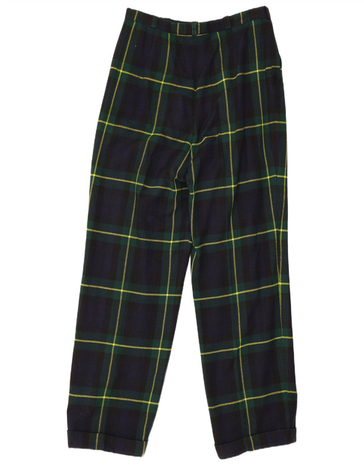 Vintage Womens Pegged Suit Trousers W28 L29 Navy Blue Check Wool