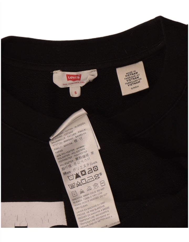 Levi's Womens Grafisk Oversized Sweatshirt Jumper UK 10 Small Black Bomuld