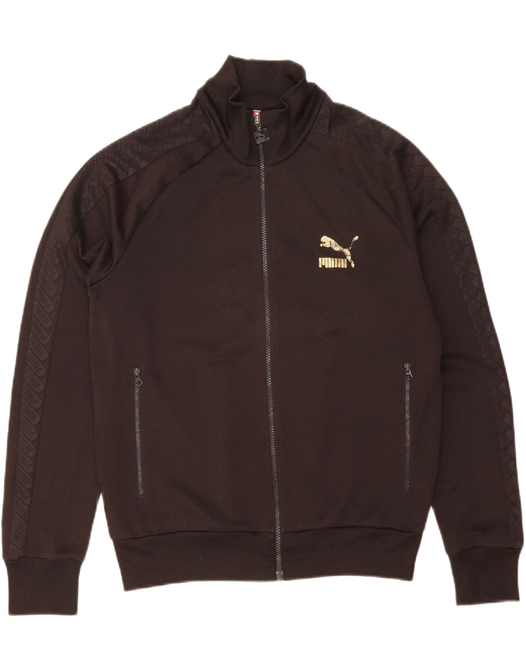 Puma Mens Graphic Tracksuit Top Jacket Large Black Polyester
