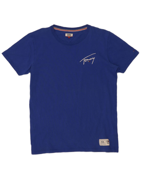 T-shirt grafica da uomo Tommy Hilfiger Top grande in cotone blu