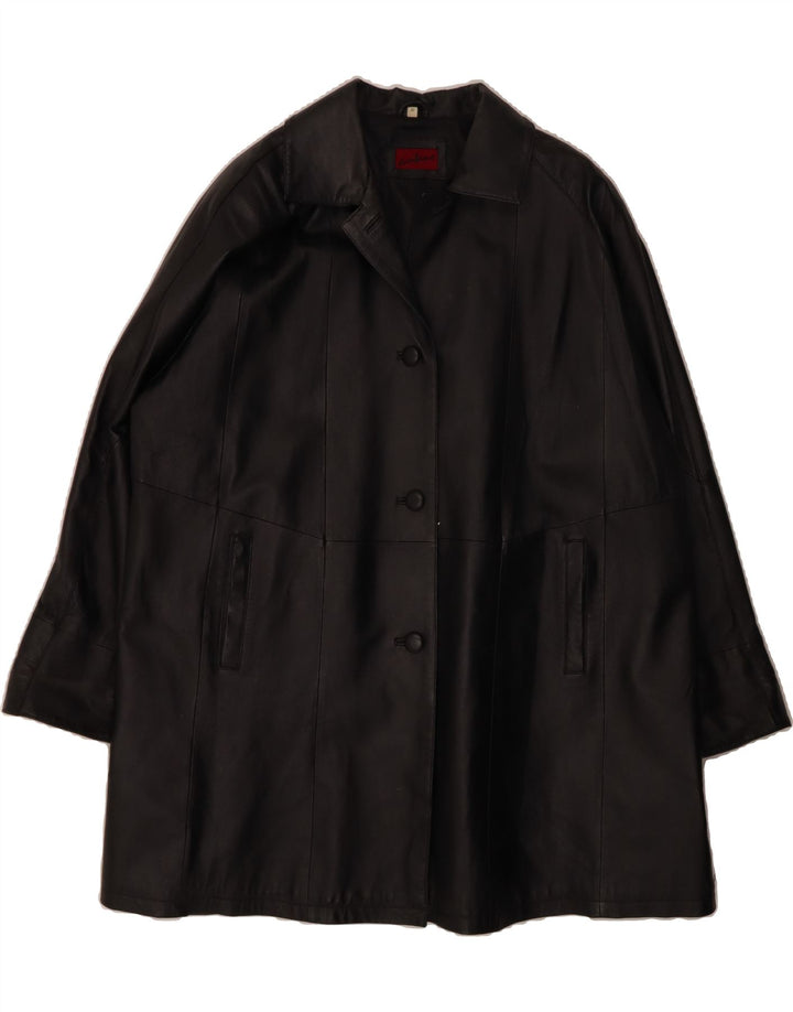AVITANO Womens Oversized Leather Coat EU 42 Large Black Leather Vintage Avitano and Second-Hand Avitano from Messina Hembry 