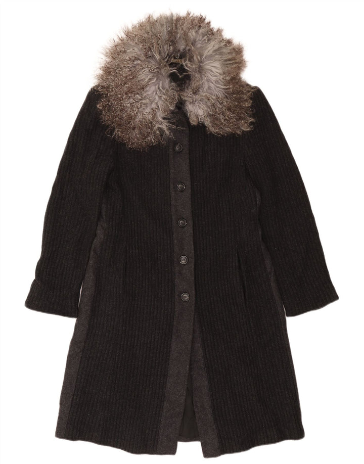 Misto Womens Knit Overcoat UK 10 Small Grey Colourblock Wool
