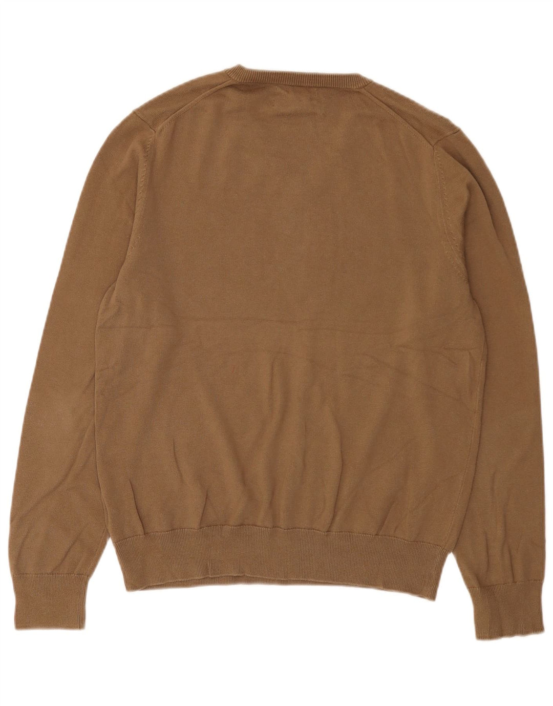 Maglione da uomo con scollo a V Marks & Spencer in cotone marrone medio