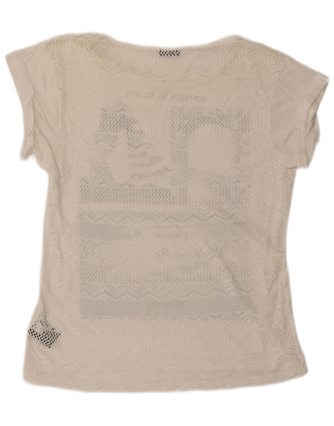 Blauer Womens Oversized Graphic T-Shirt Top UK 10 Small Off White Cotton